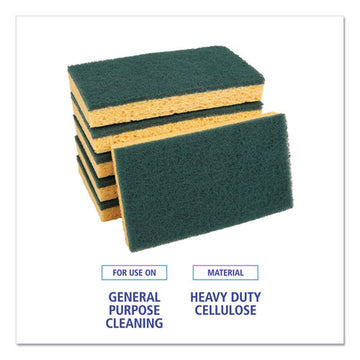 Boardwalk® Scrubbing Sponge, Medium Duty, 3.6 X 6.1, 0.75" Thick, Yellow-green, Individually Wrapped, 20-carton freeshipping - TVN Wholesale